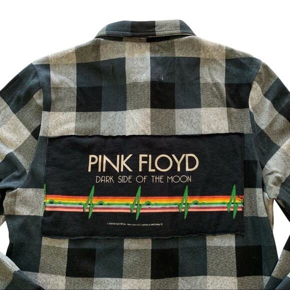 Via Penny Lane Reworked Apparel | Pink Floyd Plaid Button Up Shirt Small - Picture 10 of 10